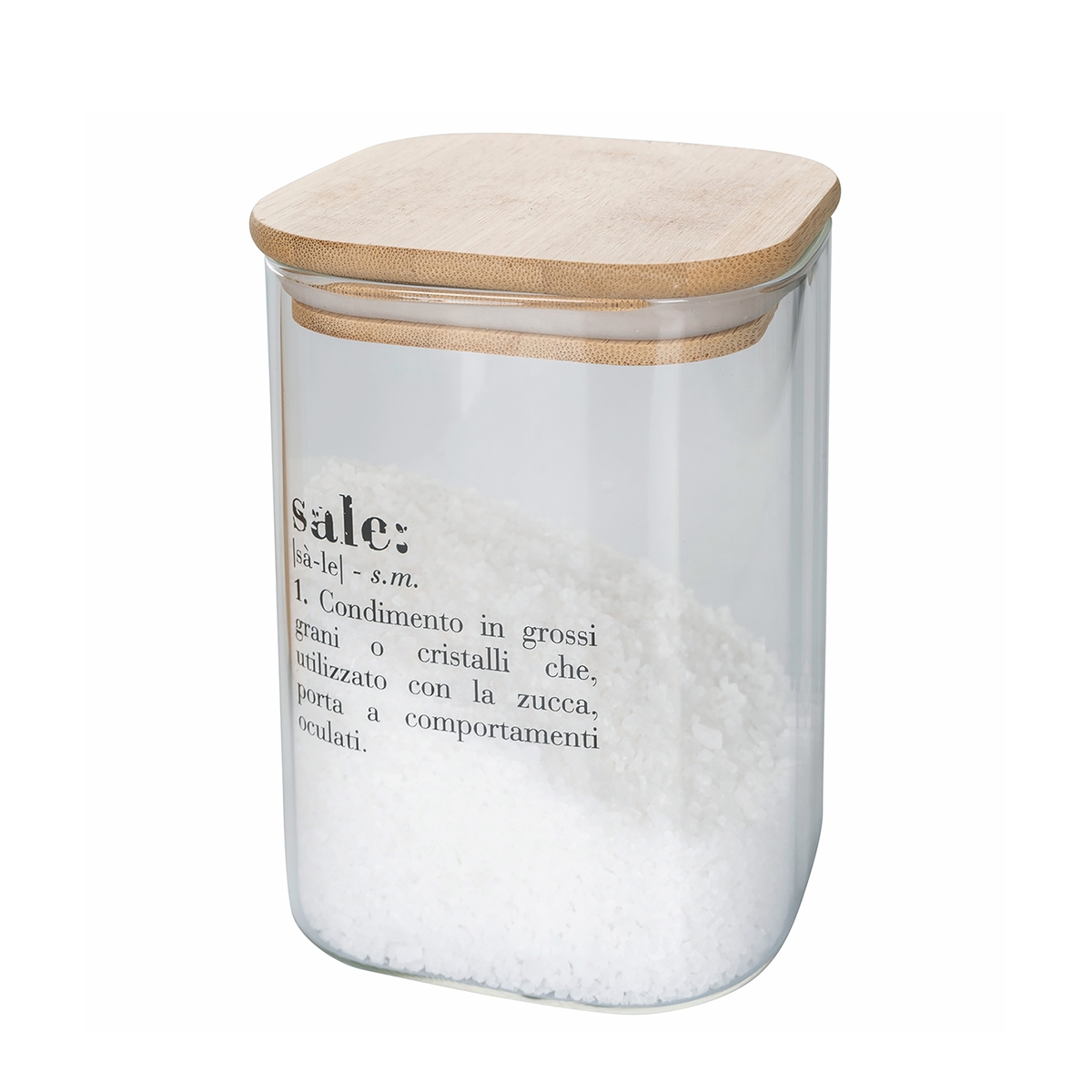 Pot en verre pour sel avec couvercle en bambou 10x10x14 Victionary Promotion Pot en verre pour sel avec couvercle en bambou 10x10x14 Victionary Promotion