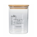 Bocal en verre pour sel avec couvercle en bambou 10x10x14 Victionary Vente