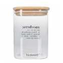 Bocal à sucre en verre avec couvercle bambou 10x10x14 Victionary Remises