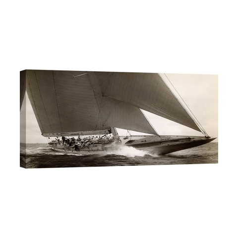 Vintage zeilboot kunstwerk J Class Sailboat, 1934 Edwin Levick Aanbieding