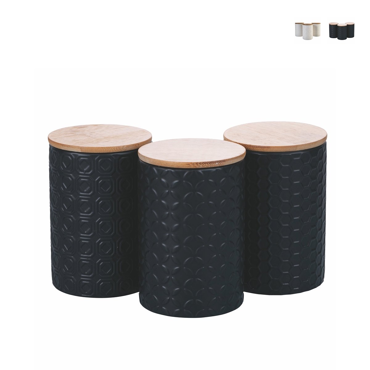 Ensemble de 3 bocaux de cuisine en céramique avec couvercle Shade of Shape Géométries Choix