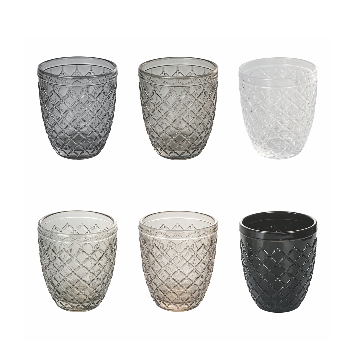 Ensemble de 6 verres à eau en verre transparent coloré gris Castle Stone Promotion Ensemble de 6 verres à eau en verre transparent coloré gris Castle Stone Promotion