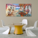 Tableau sur toile village côtier Piazzetta méditerranéenne Luigi Florio Vente