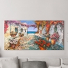 Tableau sur toile village côtier Piazzetta méditerranéenne Luigi Florio Remises