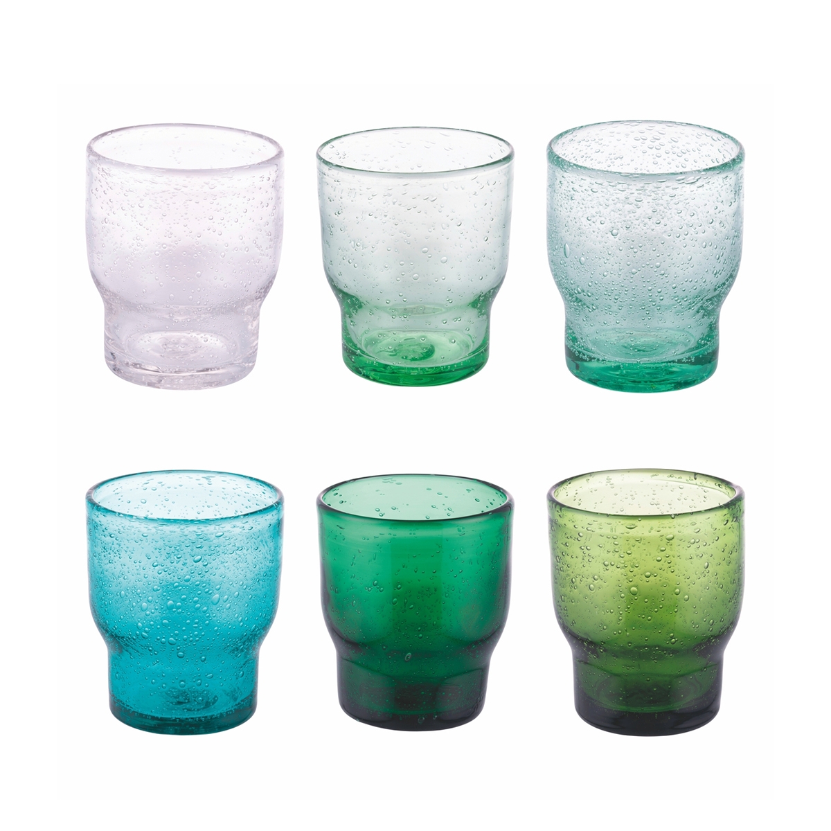 Ensemble de 6 verres à eau artisanaux en verre vert Unico Greenery Promotion Ensemble de 6 verres à eau artisanaux en verre vert Unico Greenery Promotion