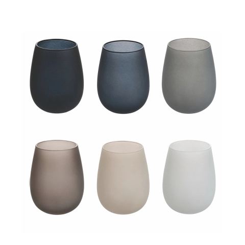 Set van 6 tafelglazen met druppelvorm 600ml grijs Happy Hour Stones Aanbieding