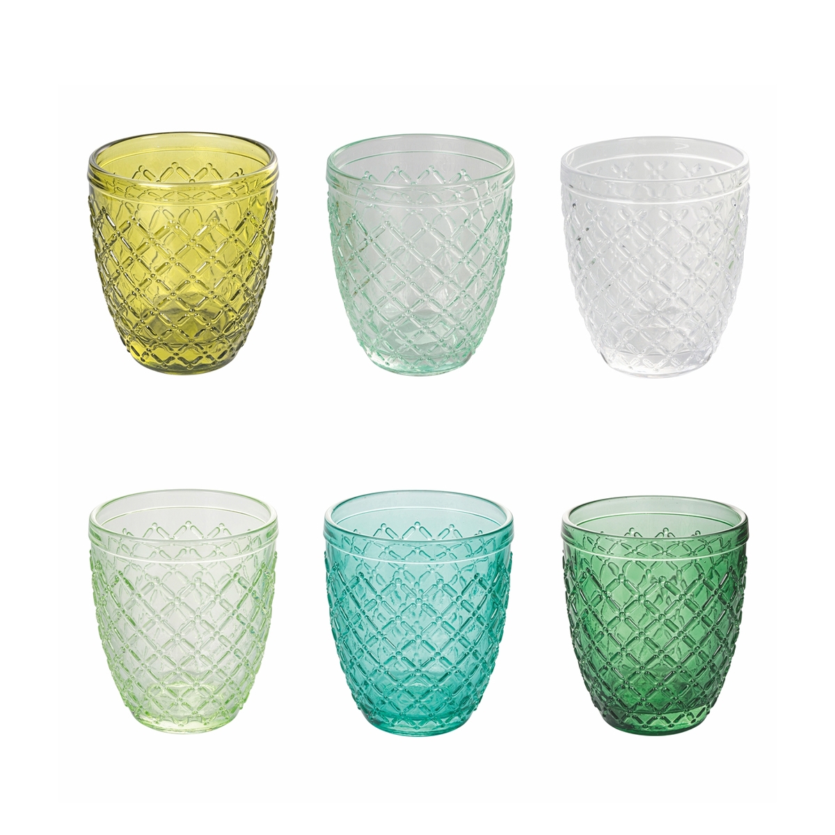 Set de 6 verres de table en verre vert transparent Castle Greenery Promotion Set de 6 verres de table en verre vert transparent Castle Greenery Promotion