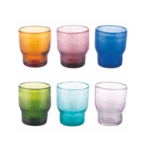 Ensemble de 6 verres à eau en verre multicolore faits à la main Unico Daily Promotion