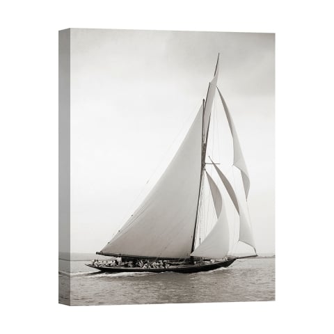 Tableau impression sur toile voilier vintage noir et blanc Britannia Promotion