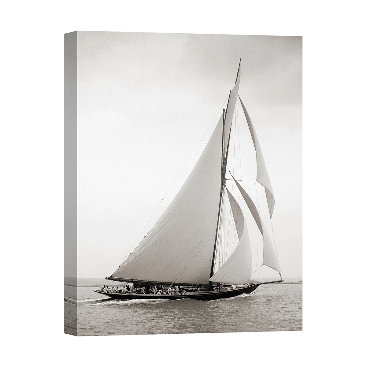 Canvas schilderij zeilboot vintage zwart-wit Britannia Aanbieding Canvas schilderij zeilboot vintage zwart-wit Britannia Aanbieding