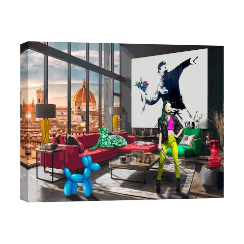 Modern popart schilderij op canvas Surrealofts Firenze Gerard Madau Aanbieding