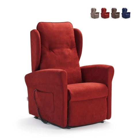 Relaxfauteuil 2 motoren in stof met sta-op systeem en wielen Omega Aanbieding