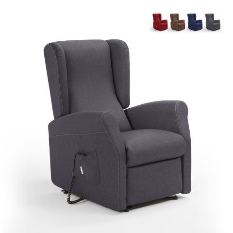 Fauteuil relax en tissu 2 moteurs avec roues et fonction élévatrice Trilly Promotion