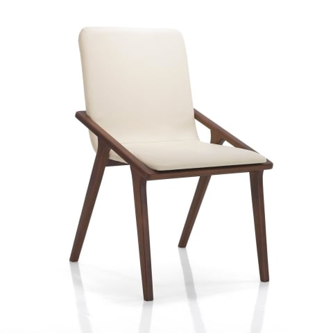 Set de 2 chaises de salle à manger design moderne en bois et simili cuir beige Hays Promotion