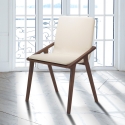 Set de 2 chaises de salle à manger design moderne en bois et simili cuir beige Hays Vente
