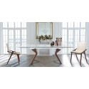 Set de 2 chaises de salle à manger design moderne en bois et simili cuir beige Hays Modèle