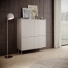 Hoge kast met 4 geprofileerde deuren, dressoir voor woonkamer, beige Bitter Aanbieding