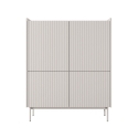 Hoge kast met 4 geprofileerde deuren, dressoir voor woonkamer, beige Bitter Verkoop