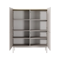 Hoge kast met 4 geprofileerde deuren, dressoir voor woonkamer, beige Bitter Aanbod