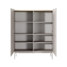 Hoge kast met 4 geprofileerde deuren, dressoir voor woonkamer, beige Bitter Aanbod