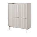 Hoge kast met 4 geprofileerde deuren, dressoir voor woonkamer, beige Bitter Korting