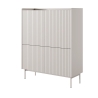 Hoge kast met 4 geprofileerde deuren, dressoir voor woonkamer, beige Bitter Korting