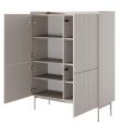 Hoge kast met 4 geprofileerde deuren, dressoir voor woonkamer, beige Bitter Kortingen
