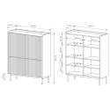 Hoge kast met 4 geprofileerde deuren, dressoir voor woonkamer, beige Bitter Voorraad