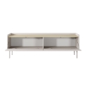 Moderne lage TV-kast met 2 neerklapbare deuren beige 153x50x38 Bitter Aanbod