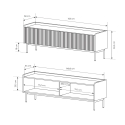 Moderne lage TV-kast met 2 neerklapbare deuren beige 153x50x38 Bitter Voorraad