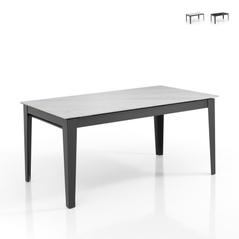 Moderne uitschuifbare eettafel 90x160-400 met marmerlook Harper Aanbieding