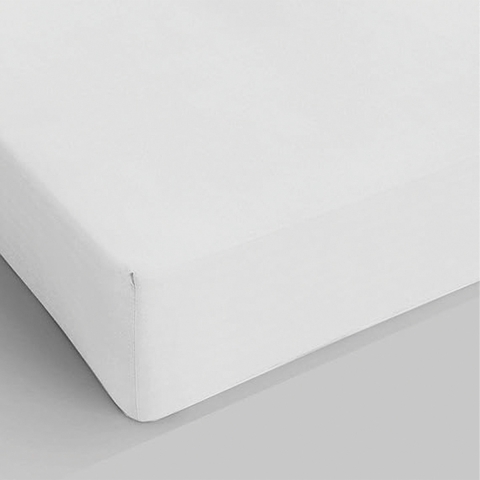 Drap-housse pour lit double 160x200cm coton blanc Toronto Promotion