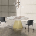 Uitschuifbare design eettafel met marmerlook 160x160x75 Arvin Onice Keuze