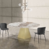 Uitschuifbare design eettafel met marmerlook 160x160x75 Arvin Onice Keuze