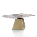 Uitschuifbare design eettafel met marmerlook 160x160x75 Arvin Onice Karakteristieken