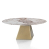 Uitschuifbare design eettafel met marmerlook 160x160x75 Arvin Onice Afmetingen