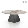 Uitschuifbare design eettafel met marmerlook 160x160x75 Arvin Onice Aanbieding