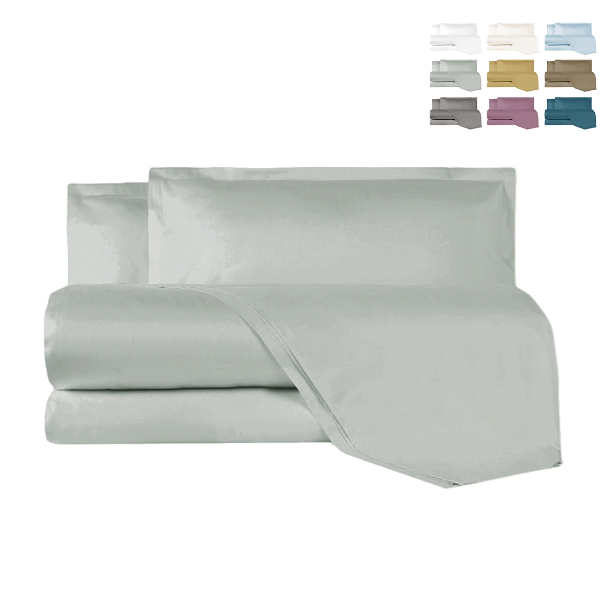Ensemble lit double avec draps et taies d'oreiller en satin Argentario 