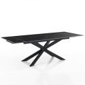 Uitschuifbare tafel 90x160-220 gekruiste poten marmerlook Ward Marble Aanbod