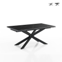 Uitschuifbare tafel 90x160-220 gekruiste poten marmerlook Ward Marble Aanbieding
