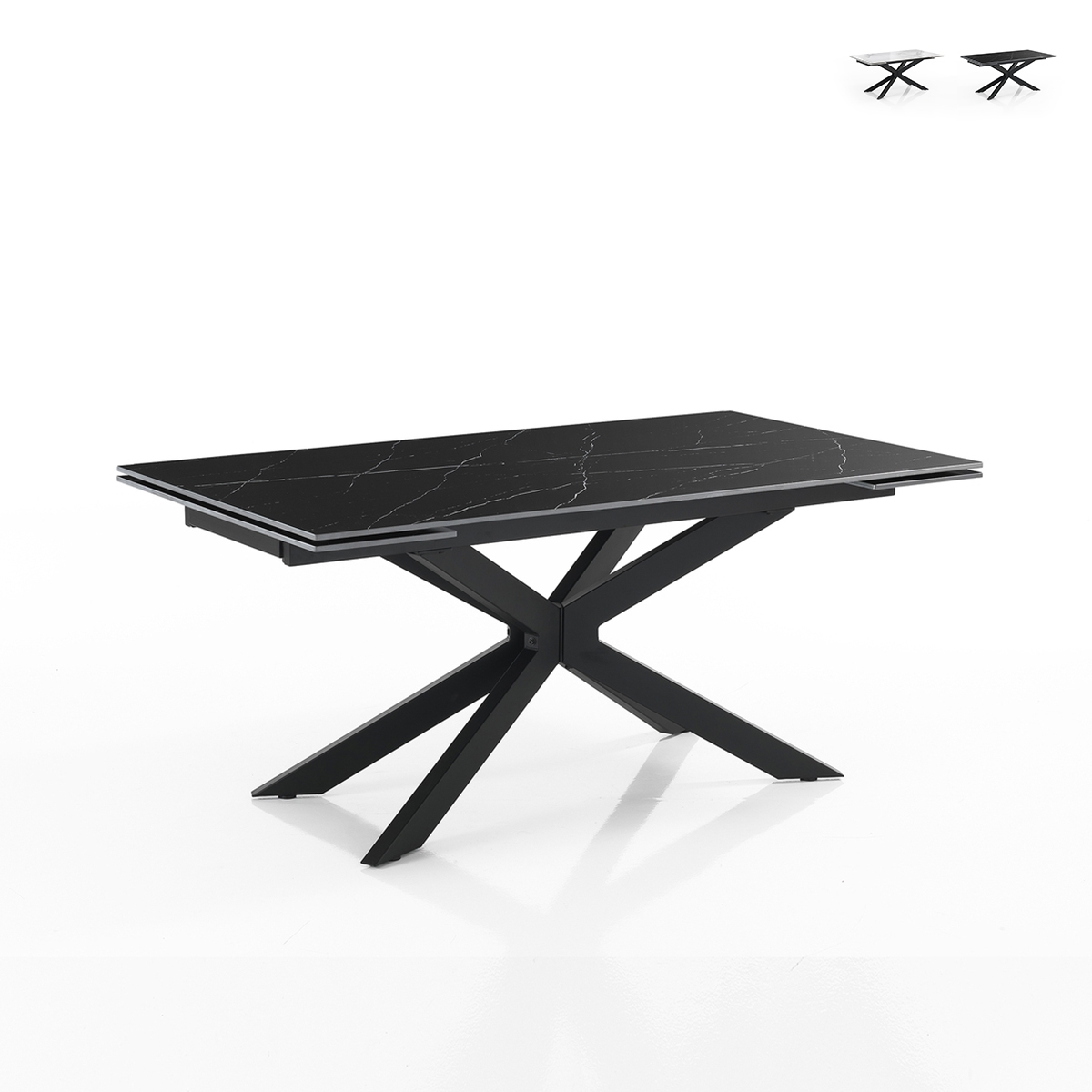 Uitschuifbare tafel 90x160-220 gekruiste poten marmerlook Ward Marble Aanbieding Uitschuifbare tafel 90x160-220 gekruiste poten marmerlook Ward Marble Aanbieding