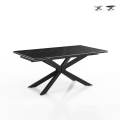 Uitschuifbare tafel 90x160-220 gekruiste poten marmerlook Ward Marble Aanbieding