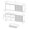 Kergi dressoir met 2 deuren en 3 gegroefde laden voor woonkamer eetkamer Afmetingen