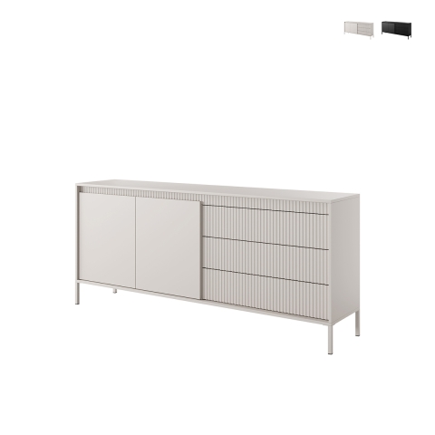 Kergi dressoir met 2 deuren en 3 gegroefde laden voor woonkamer eetkamer Aanbieding