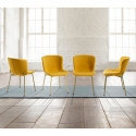 Set van 4 moderne stoelen in stof voor eetkamer keuken Rann Gold Catalogus