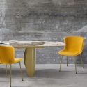 Set van 4 moderne stoelen in stof voor eetkamer keuken Rann Gold Verkoop