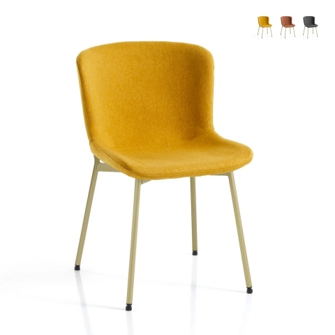 Set van 4 moderne stoffen stoelen voor eetkamer keuken Rann Gold Aanbieding