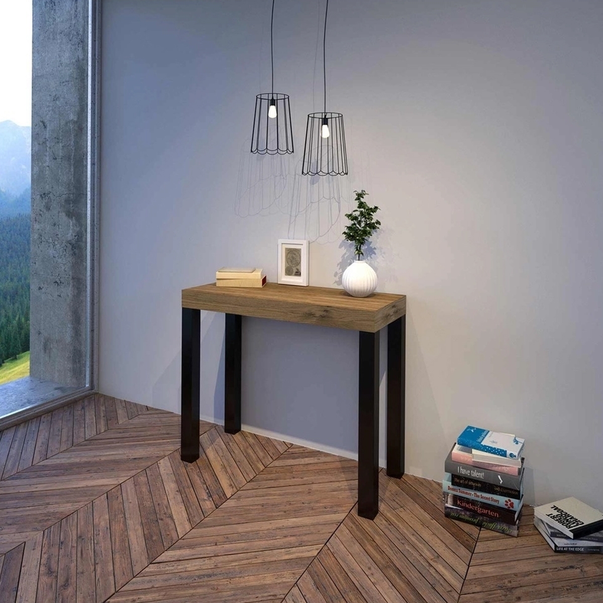 Uitschuifbare console 90x40-300 voor industriële eetkamer Everyday Aanbieding Uitschuifbare console 90x40-300 voor industriële eetkamer Everyday Aanbieding