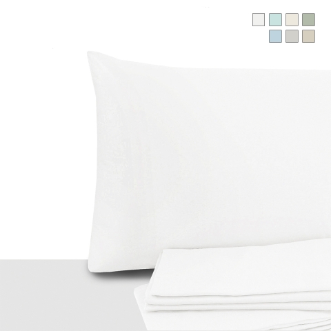 Lot de 2 taies d'oreiller 50x80cm en percale de coton à rabat Miami Promotion