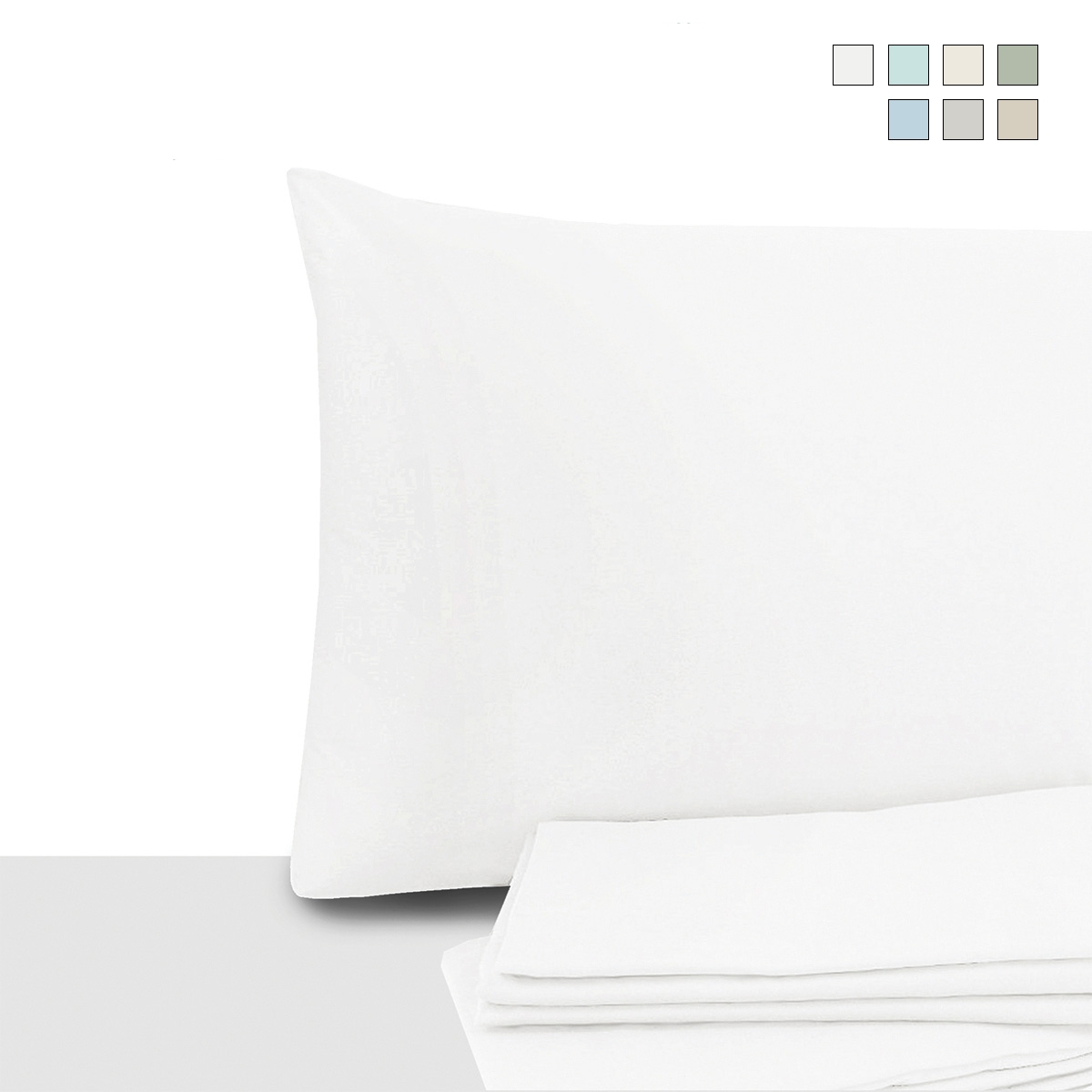 Lot de 2 taies d'oreiller 50x80cm en percale de coton à rabat Miami Promotion